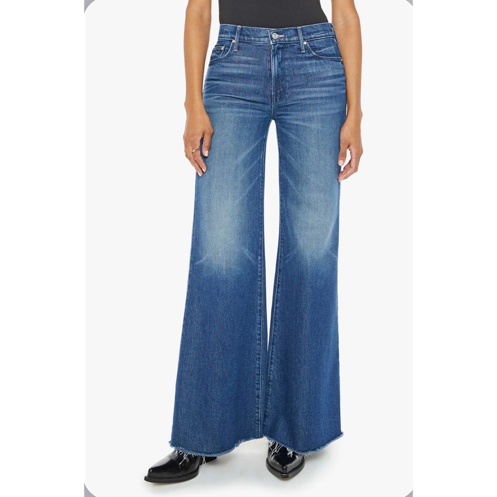 Mother The Twister Sneak Fray Jeans Which Is Witch Blue Wide Leg Raw Hem 28